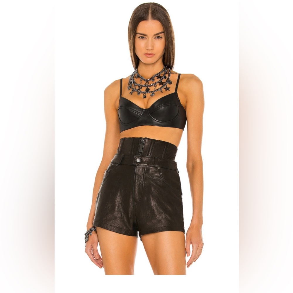 DUNDAS x REVOLVE Lou Leather Bralette in Black